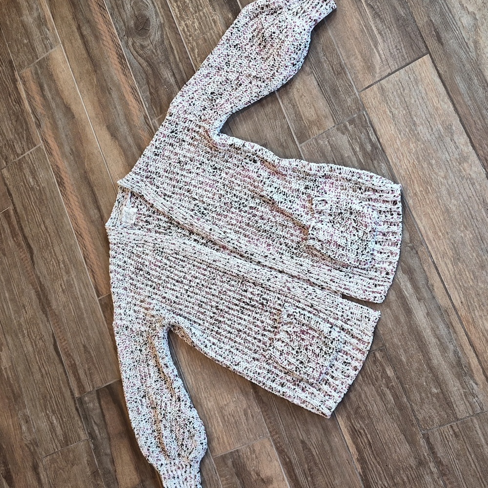 2 Hippie Rose Soft & Cozy Ivory, Mauve, & Brown Knit Cardigans, XS - Picture 1 of 16